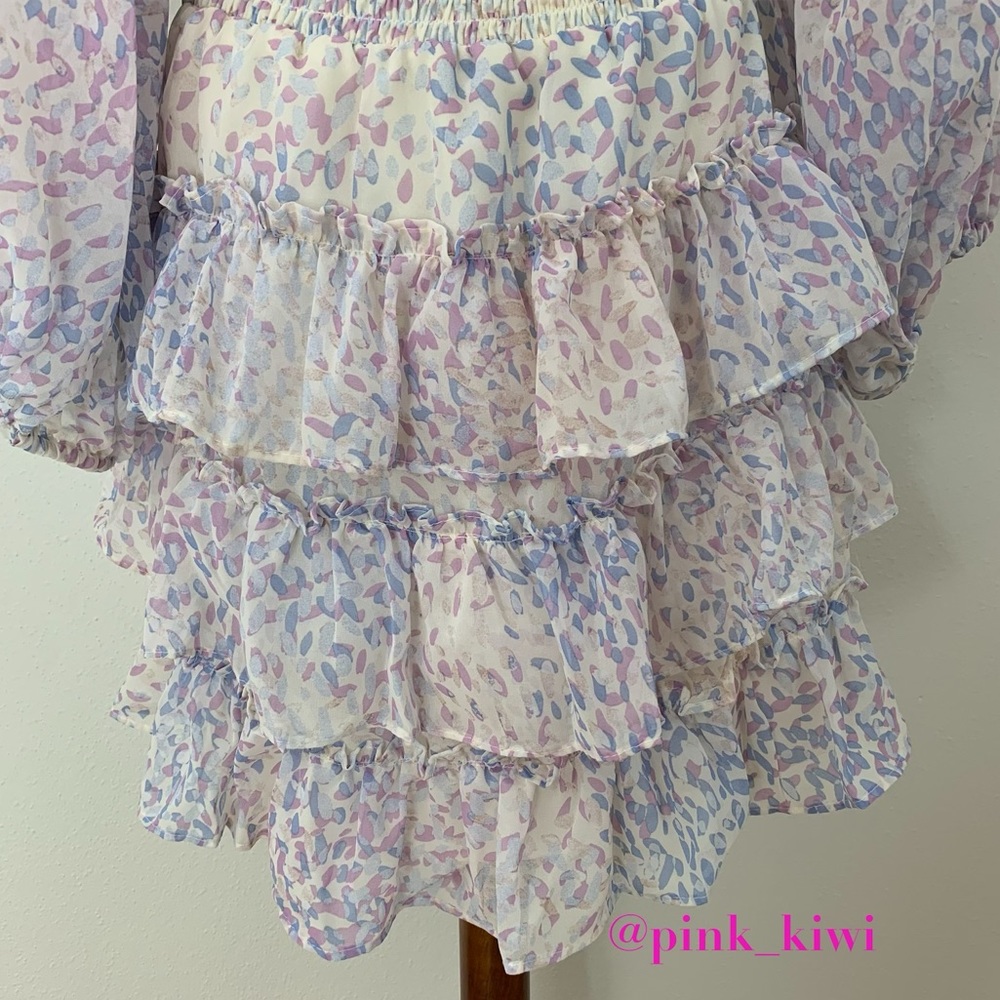 Express Printed Tiered Ruffle Mini Dress - Picture 15 of 17